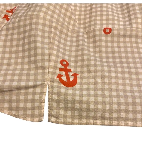 Anthropologie L Gingham Anchor Print Crop Top With Adjustable Straps & Smocked B - Picture 11 of 14